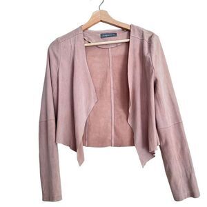 Bagatelle Blush Pink Waterfall Genuine Leather Jacket Fitted Thin Coat XS